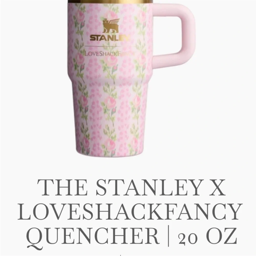 NWT Love Shack Fancy x Stanley 20 oz tumbler Blooming Rose Floral Pink - Picture 2 of 9